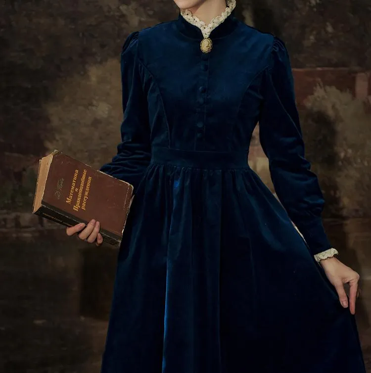 1900s Style Stand Collar Vintage Dress