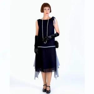 1920s black and grey party dress with shoulder bow