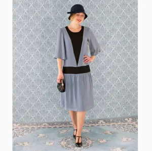 1920s Great Gatsby party dress in grey and black