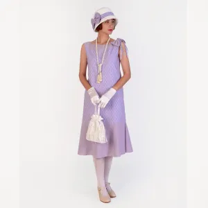 1920s high tea Great Gatsby dress made of light purple cotton