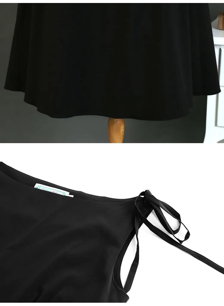 1950s Hepburn Style Black Dress