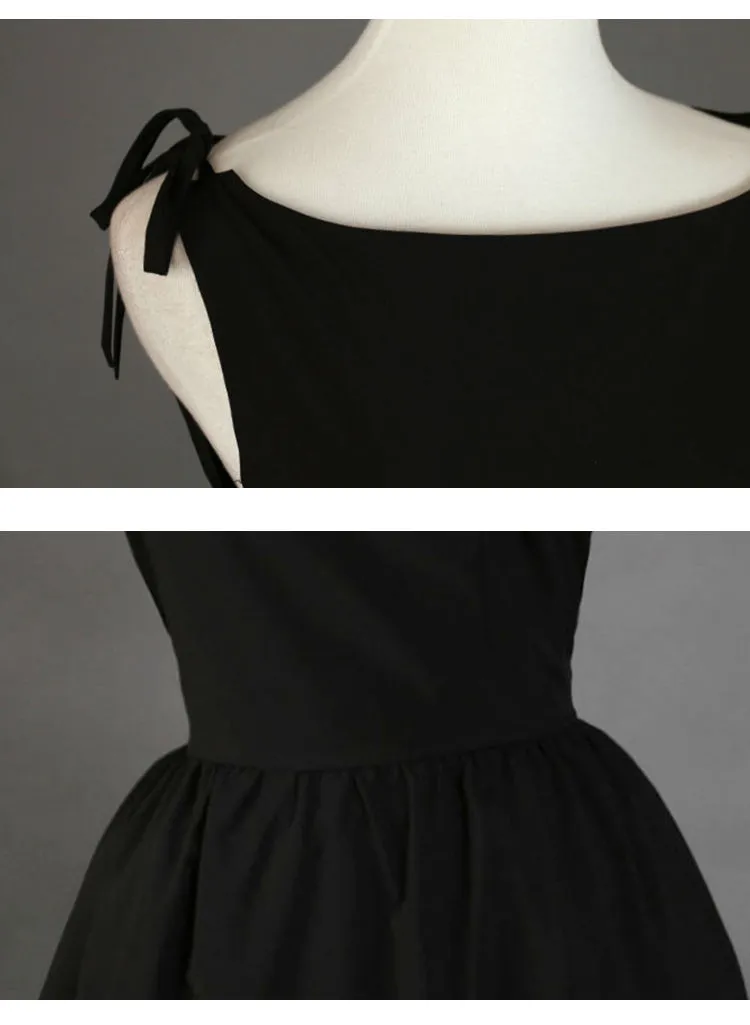 1950s Hepburn Style Black Dress