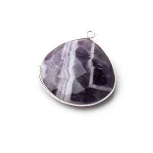 26mm Silver .925 Bezel Cape Amethyst Faceted Heart Focal 1 Piece