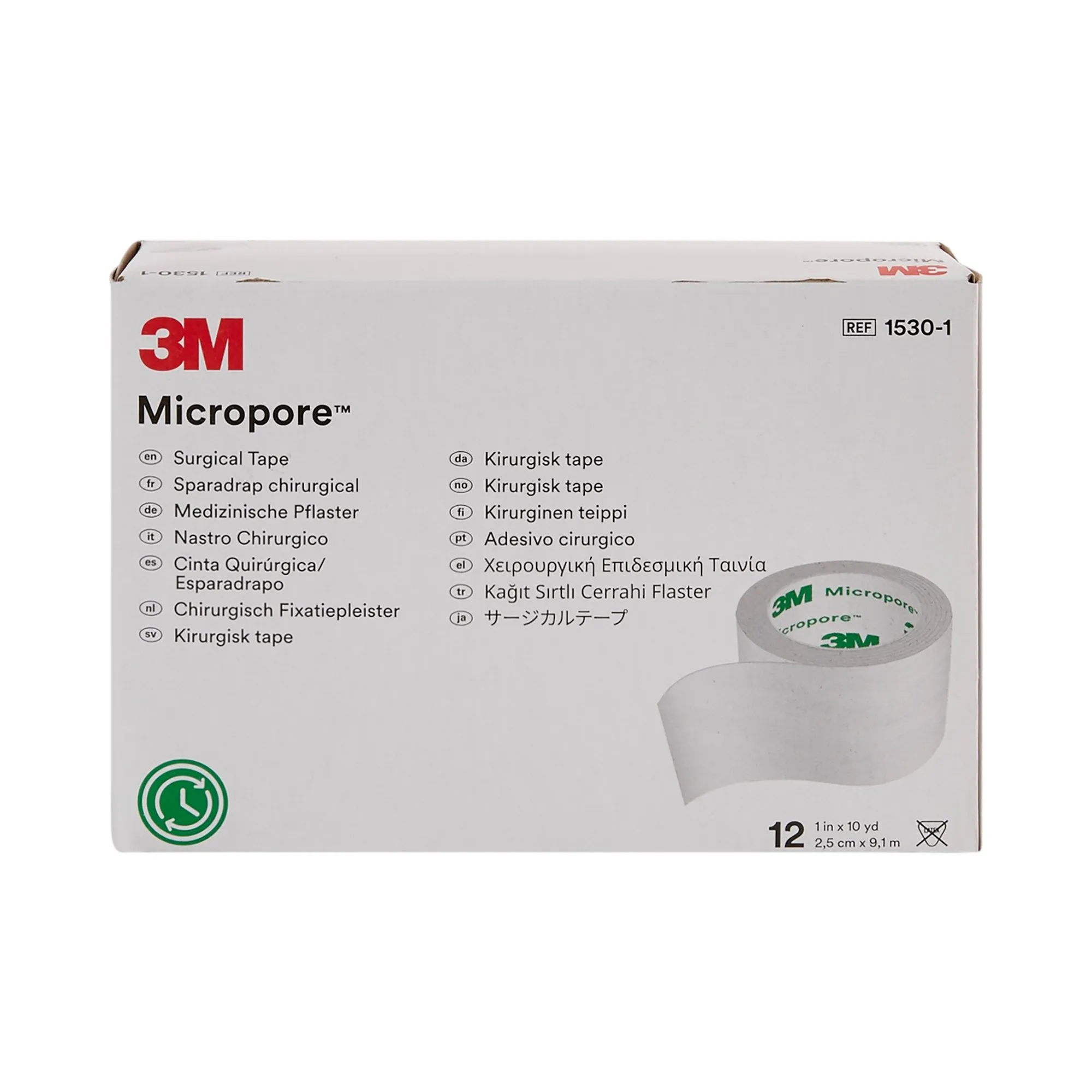 3M™ Micropore™ Paper Medical Tape, 1 Inch x 10 Yard, White, 1 Box of 12