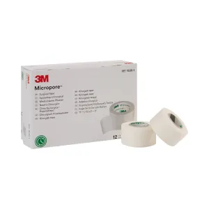 3M™ Micropore™ Paper Medical Tape, 1 Inch x 10 Yard, White, 1 Box of 12