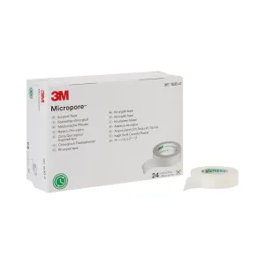 3M™ Micropore™ Paper Medical Tape, 1/2 Inch x 10 Yard, White, 1 Box of 24