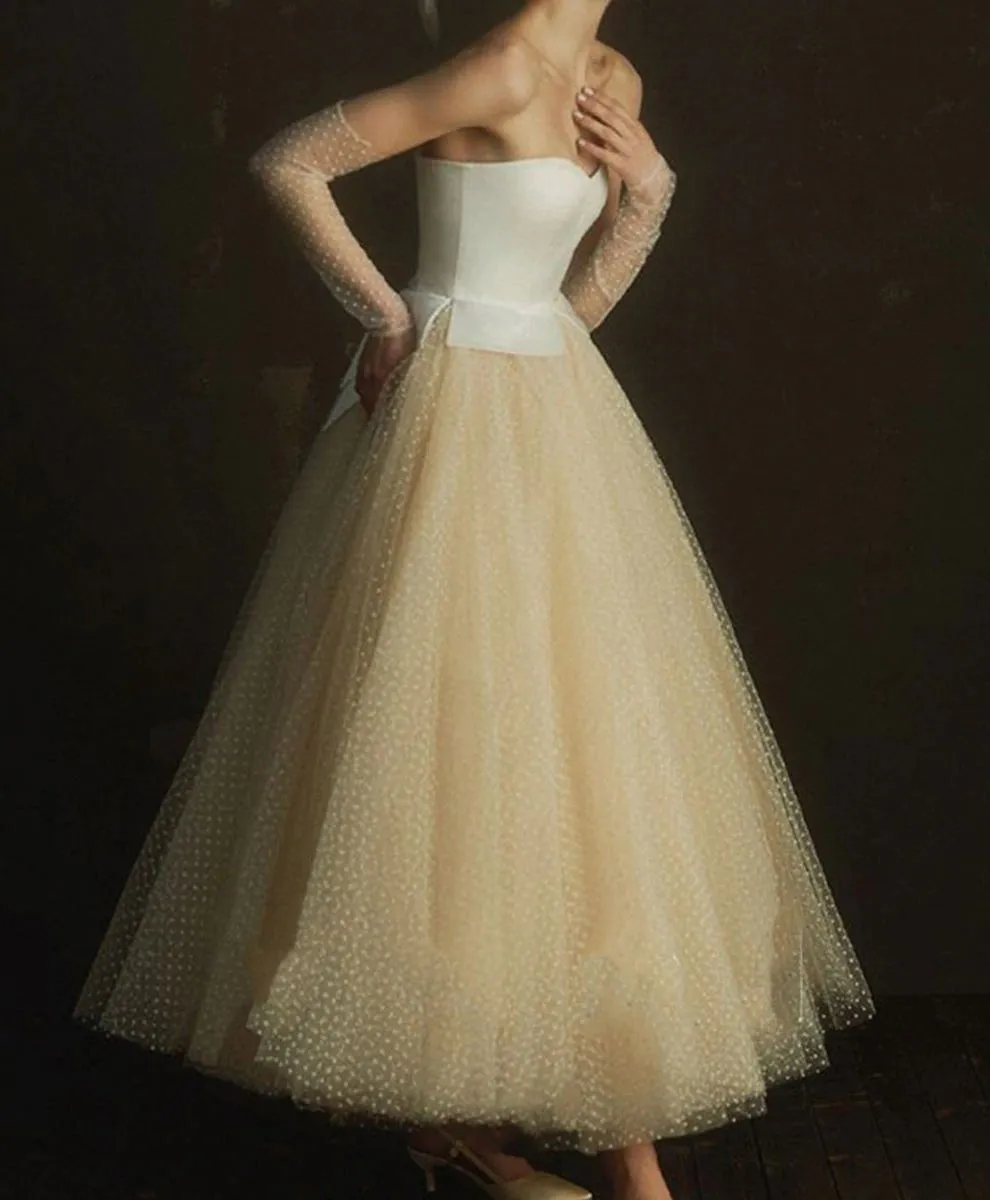 50s Vintage inspired Polka Dot Short Wedding Dress