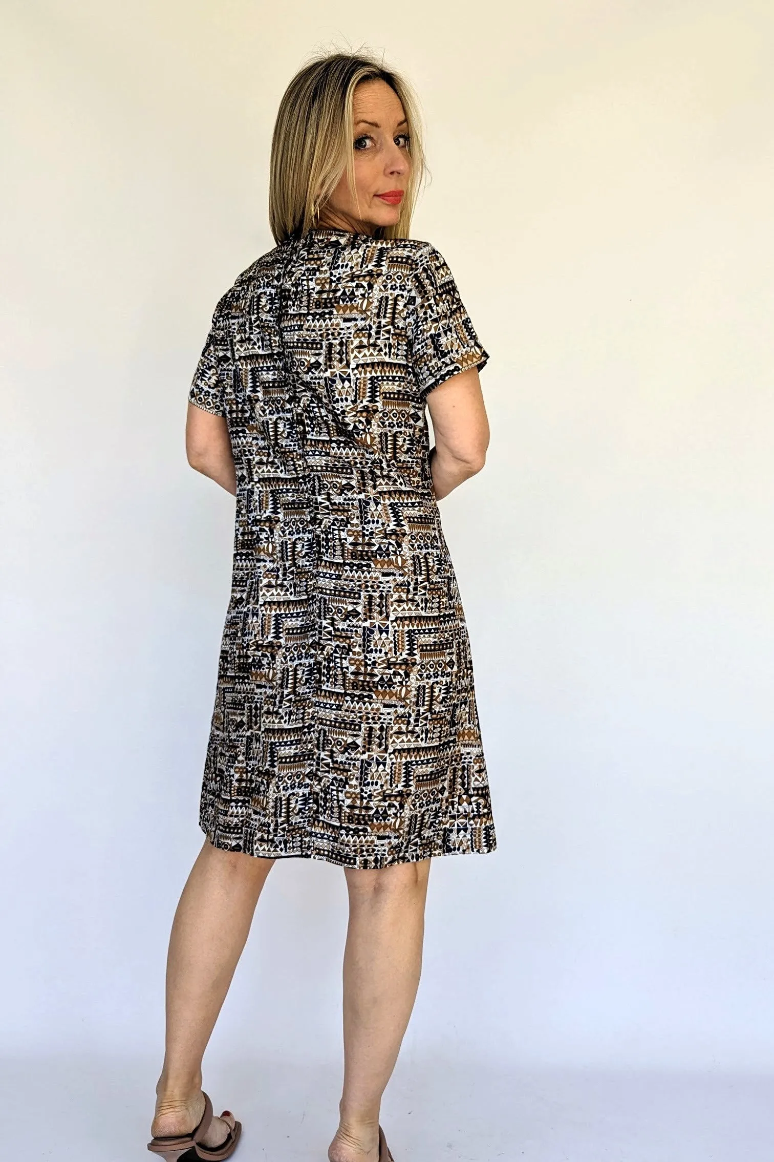 70s Geometric Print Vintage Dress