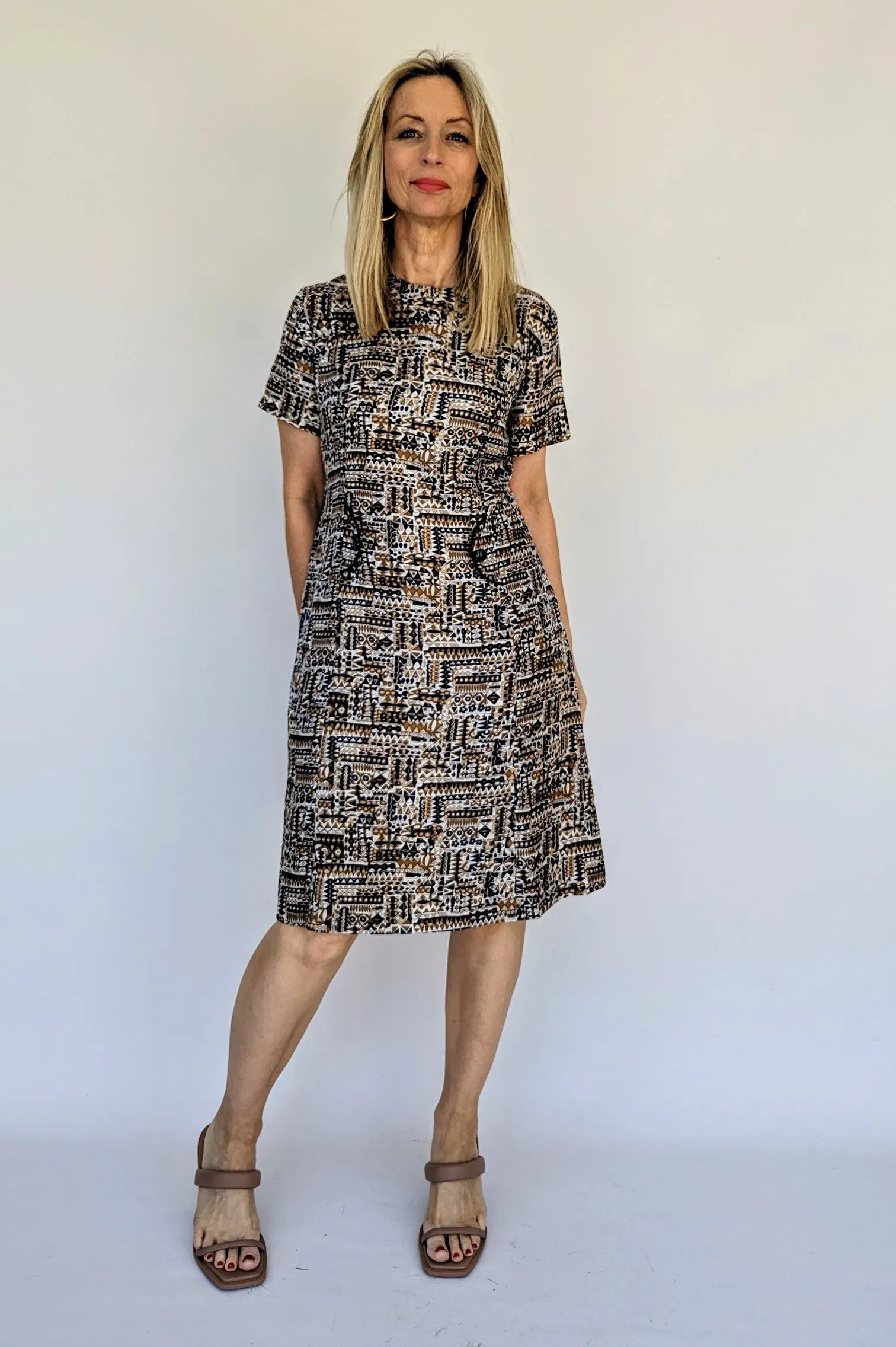 70s Geometric Print Vintage Dress