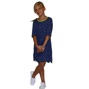 Abby Dress Navy Script