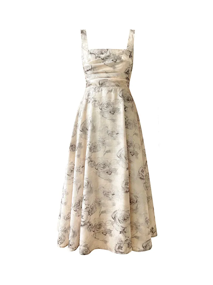 Aconiconi｜French Print Goddess Sleeveless Long Dress - Garden of Thorns