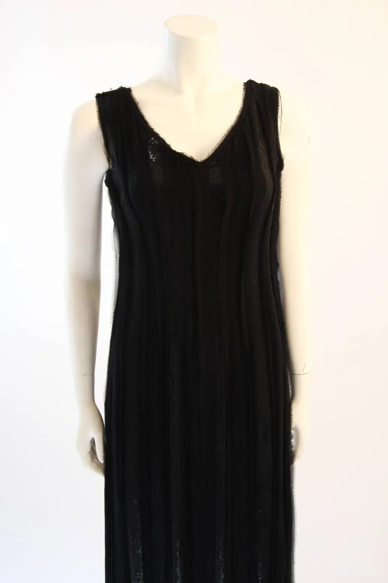 ALBERTA FERRETTI Black Beaded Silk Chiffon Dress Size 10