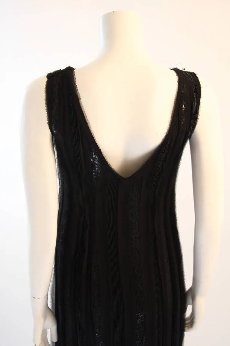 ALBERTA FERRETTI Black Beaded Silk Chiffon Dress Size 10