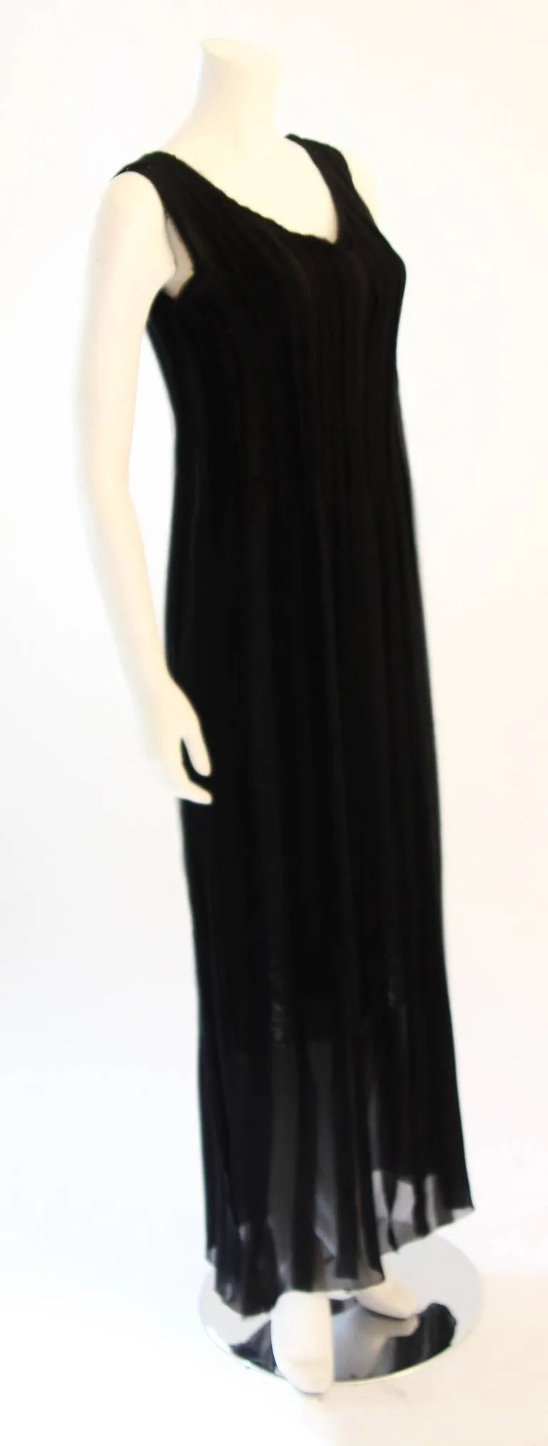 ALBERTA FERRETTI Black Beaded Silk Chiffon Dress Size 10