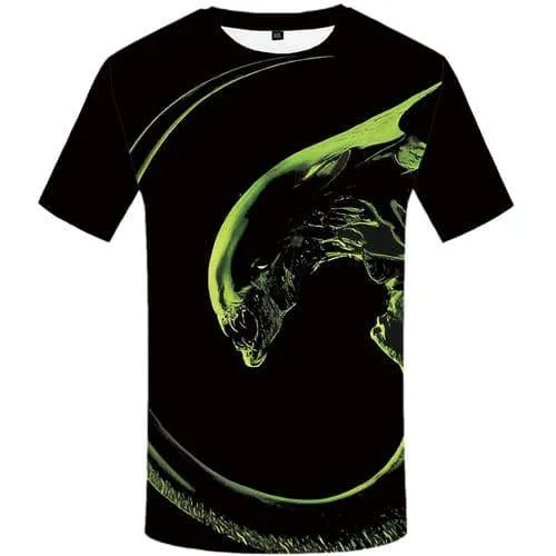 Alien T shirts Men Animal Tshirt Anime Black Tshirts Casual Gothic T-shirts Graphic Rock Tshirts Novelty Short Sleeve Full Print