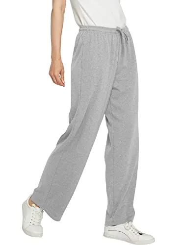 ALIMEIMEI Soft Cotton Womens Pajama Pants Elastic Waist Drawstring Lounge Bottoms Sleepwear Pant with Pockets (Black, S)