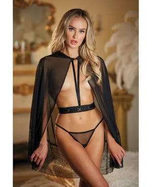 Allure Lace & Mesh Cape with attached Waist Belt (g-string Not Included) One Size Fits Most