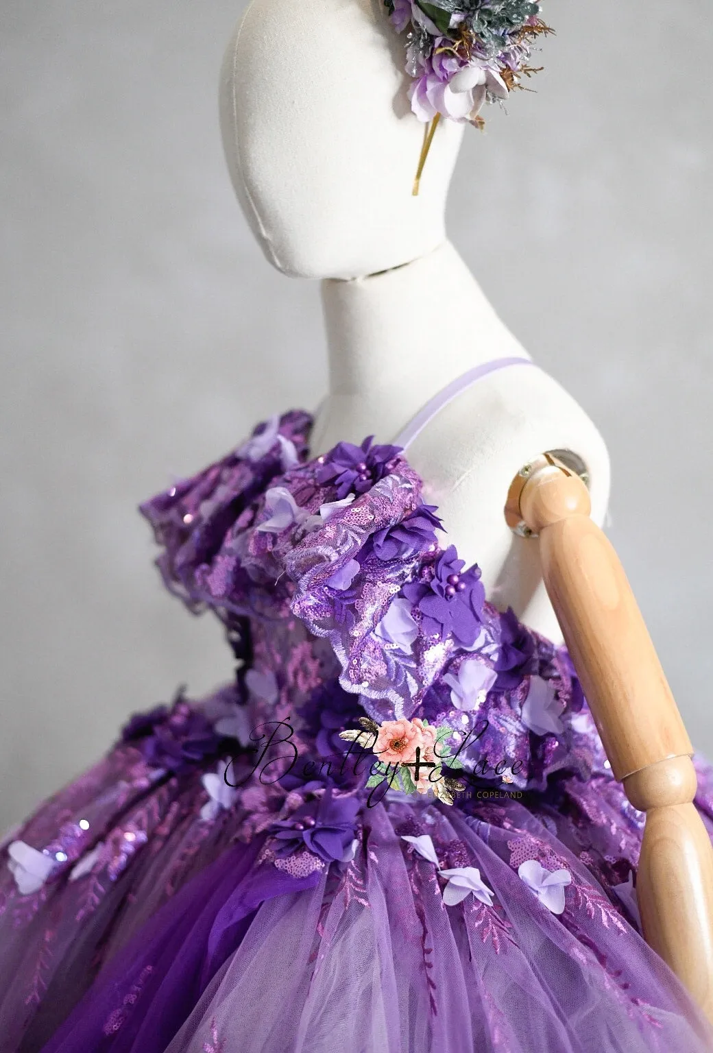 Amethyst-  Flutter bodice- Floor Length Dress ( 6 Year - Petite 7 Year)