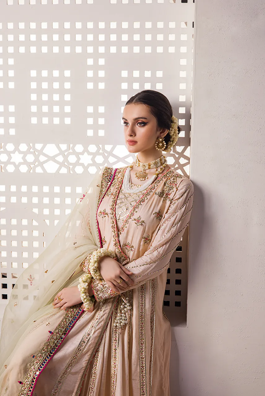 Angrakha Style Bridal Dress Pakistani for Nikkah #BS779