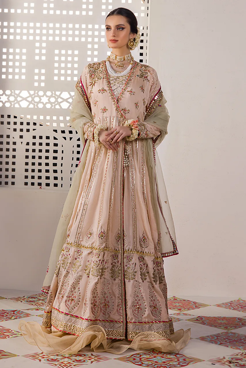 Angrakha Style Bridal Dress Pakistani for Nikkah #BS779