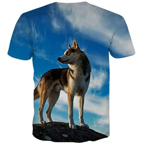 Animal T shirts Men Wolf Tshirt Printed Blue Sky T-shirts 3d Harajuku Tshirts Casual Leisure Tshirts Cool Short Sleeve T shirts