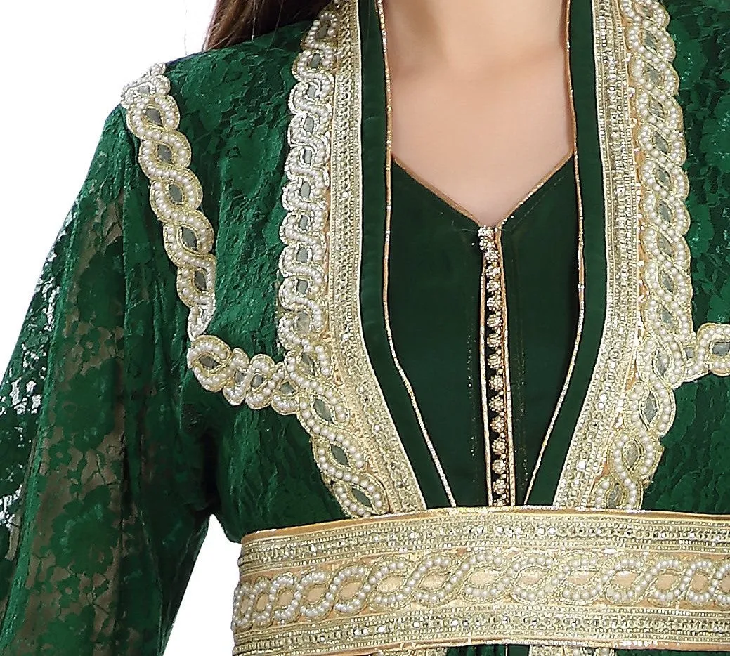 Arabian Caftan Bridal Embroidered Gown