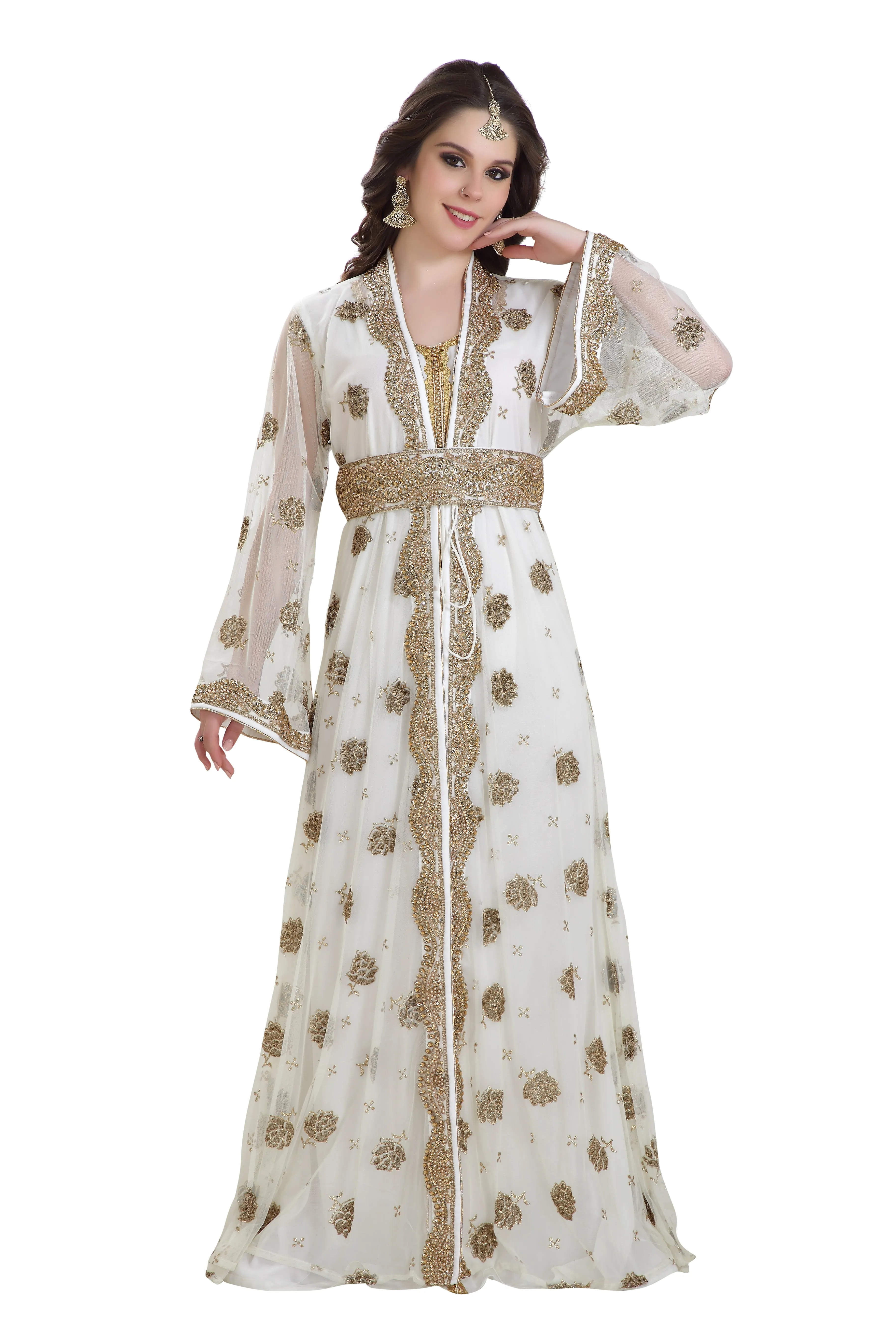 Arabian Kaftan Golden Embroidered Dress