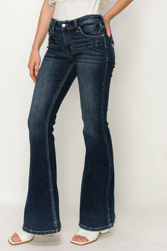 Artemis Vintage Mid Rise Star Flare Jeans