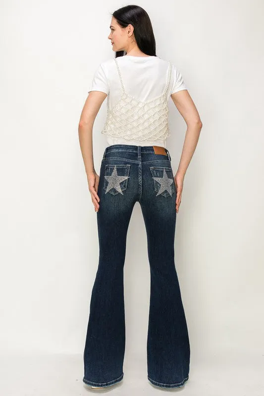 Artemis Vintage Mid Rise Star Flare Jeans