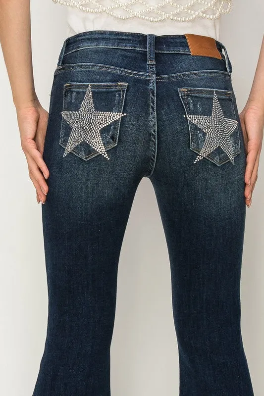 Artemis Vintage Mid Rise Star Flare Jeans