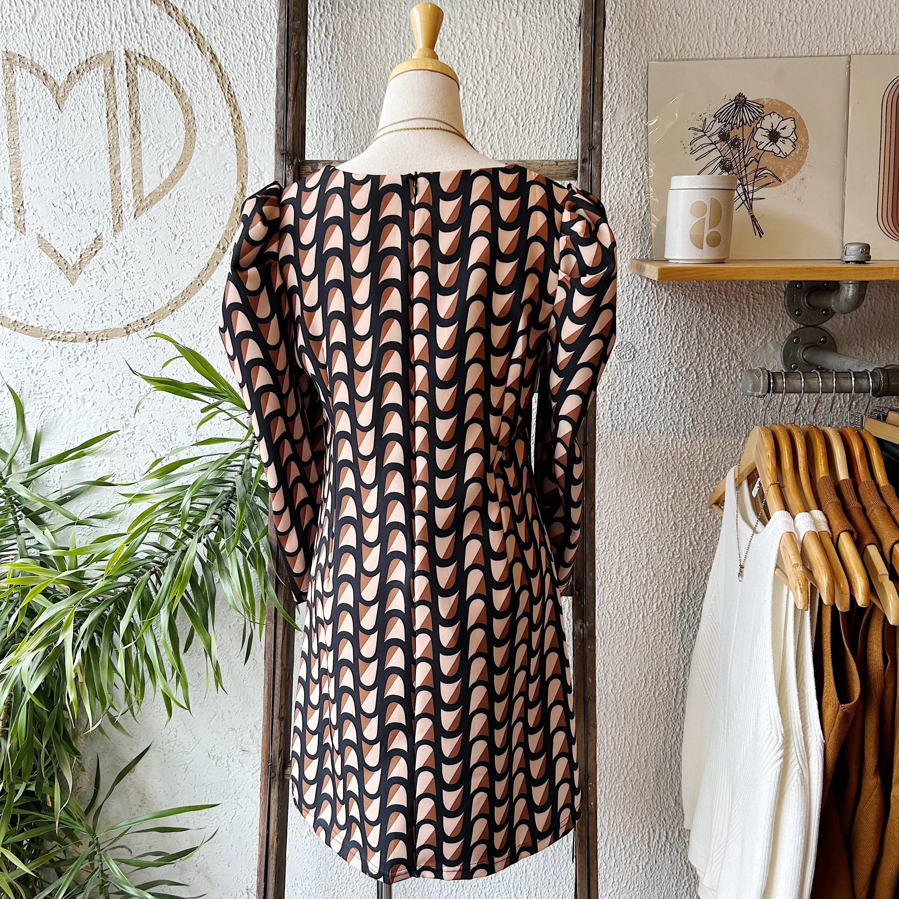 Astrid // Black/Brown Print Dress