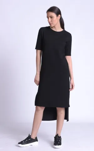 Asymmetric T-Shirt Black Dress