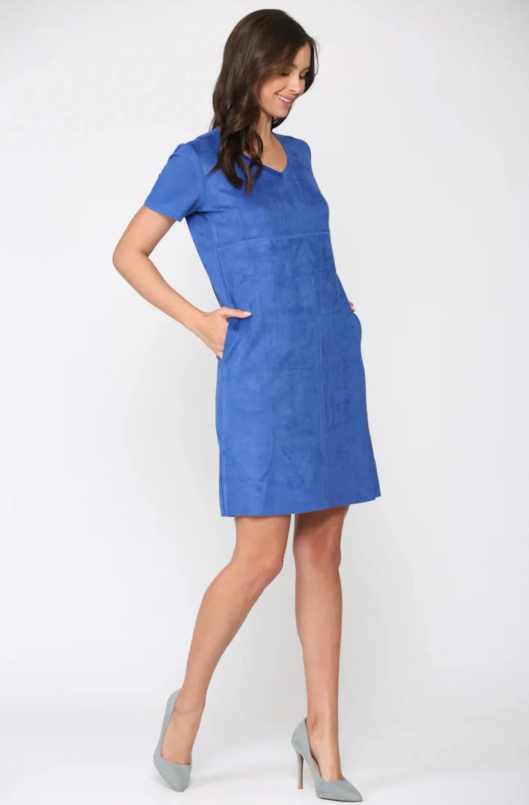 Audrey V-Neck Dress - Cobalt