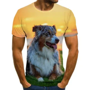 Australian Shepherd dog t shirts Puppy Cute animal tee shirt art costume big Smart dogs Cool male