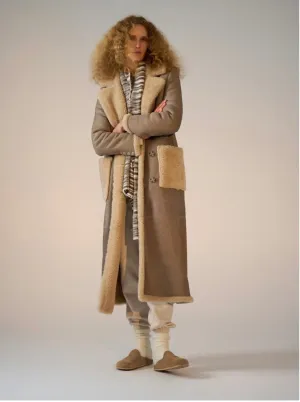 Autumn Maxi Shearling Jacket | Vintage Beige