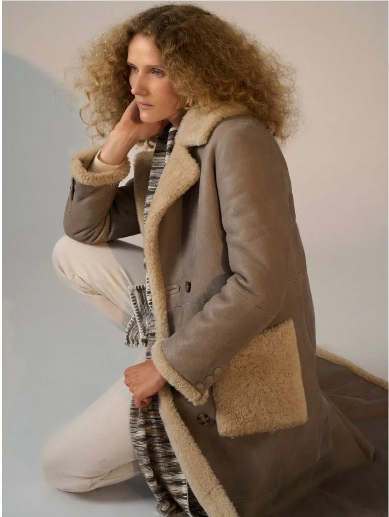 Autumn Maxi Shearling Jacket | Vintage Beige