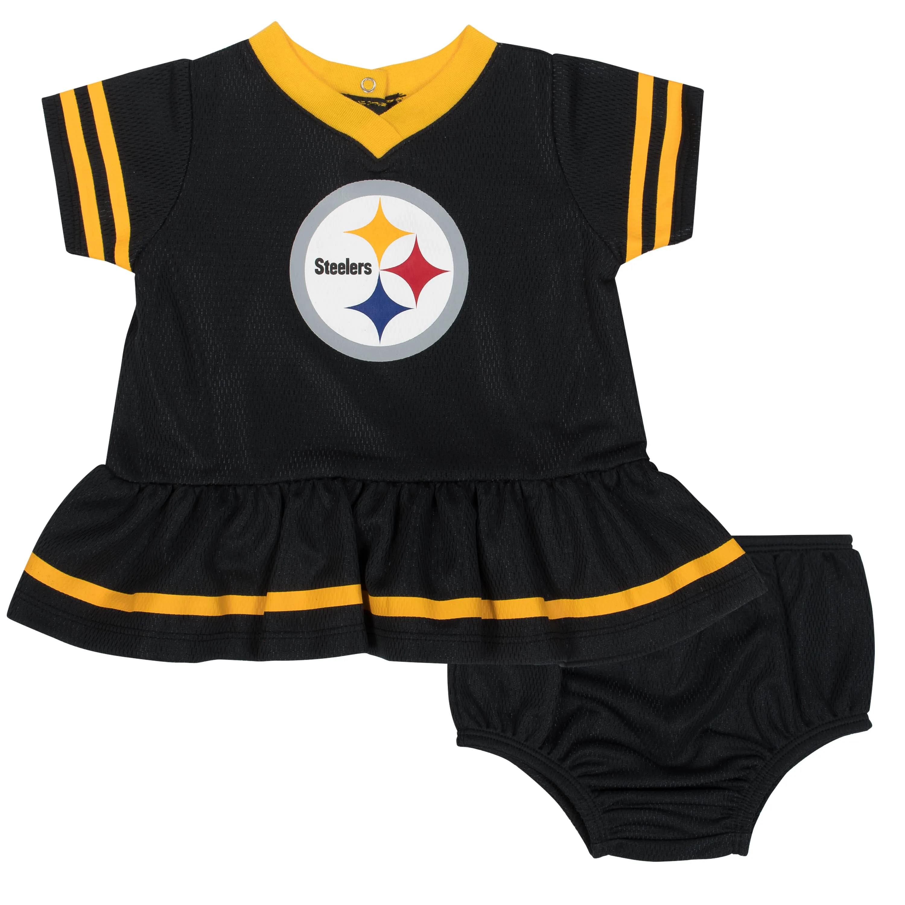 Baby Girls Pittsburgh Steelers Cheerleader Dress and Diaper Cover Set