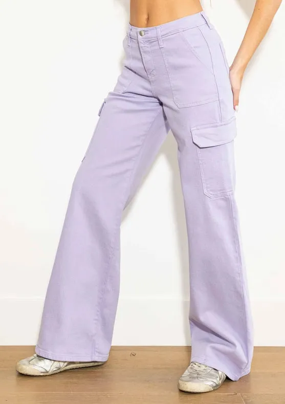 Back To Y2K Wide Cargo Jeans Lilac