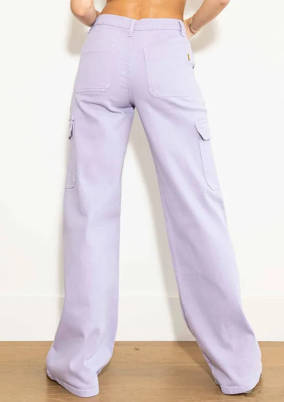 Back To Y2K Wide Cargo Jeans Lilac