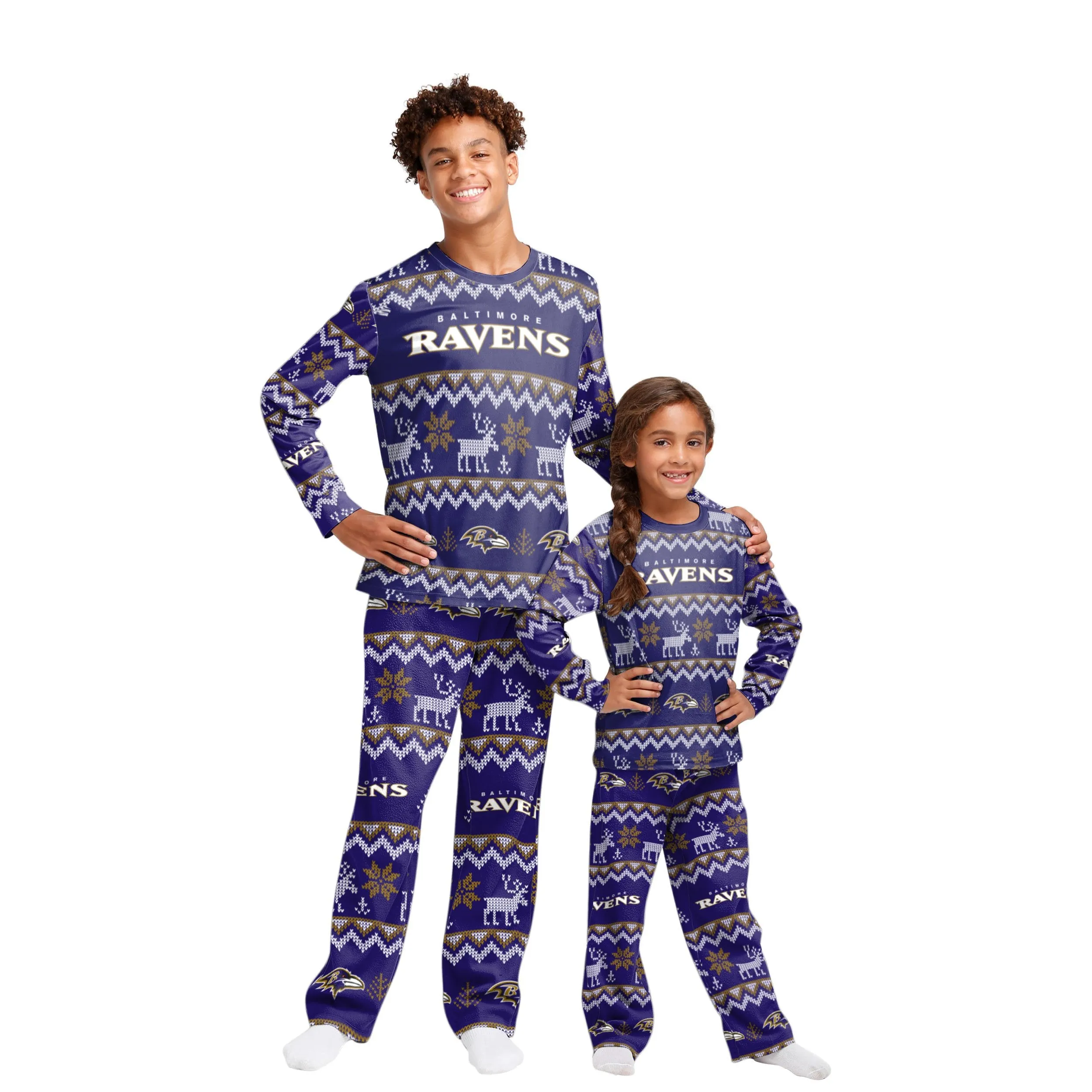 Baltimore Ravens NFL Ugly Pattern Family Holiday Pajamas