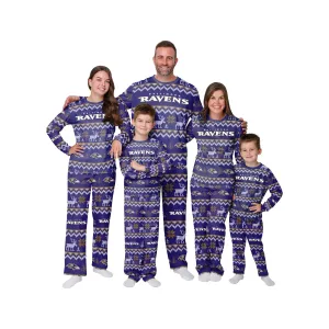 Baltimore Ravens NFL Ugly Pattern Family Holiday Pajamas