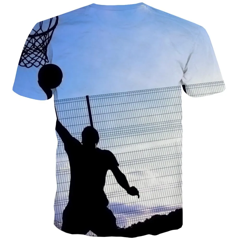 Basketball T shirts Men Night View T-shirts 3d Galaxy Tshirts Casual City Tshirts Novelty