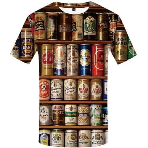 Beer T shirts Men Metal Shirt Print Colorful Tshirt Anime Harajuku Tshirts Cool Short Sleeve Hip hop Unisex S-5XL O-neck Rock