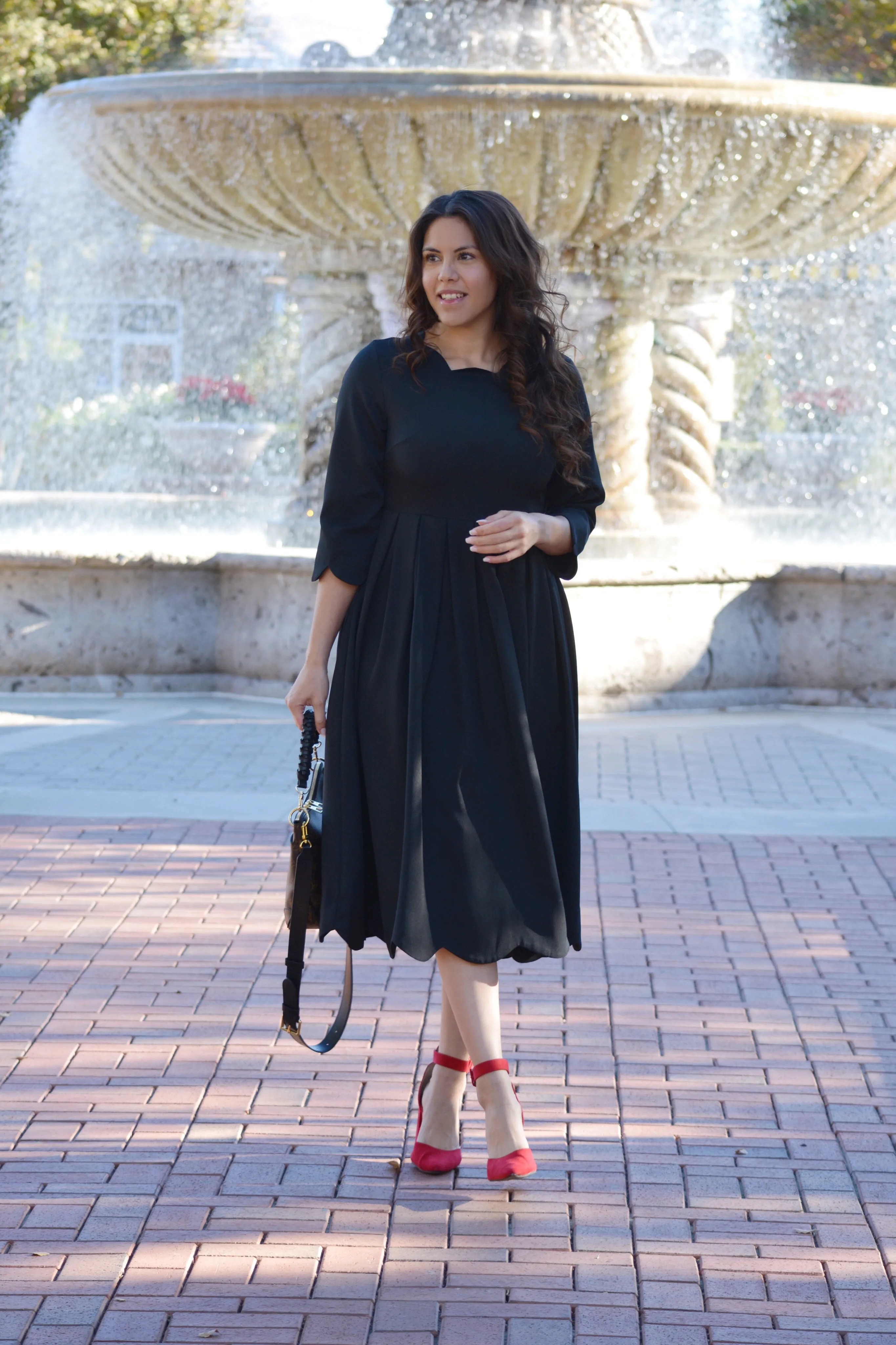 Berlin Black Scalloped Dress