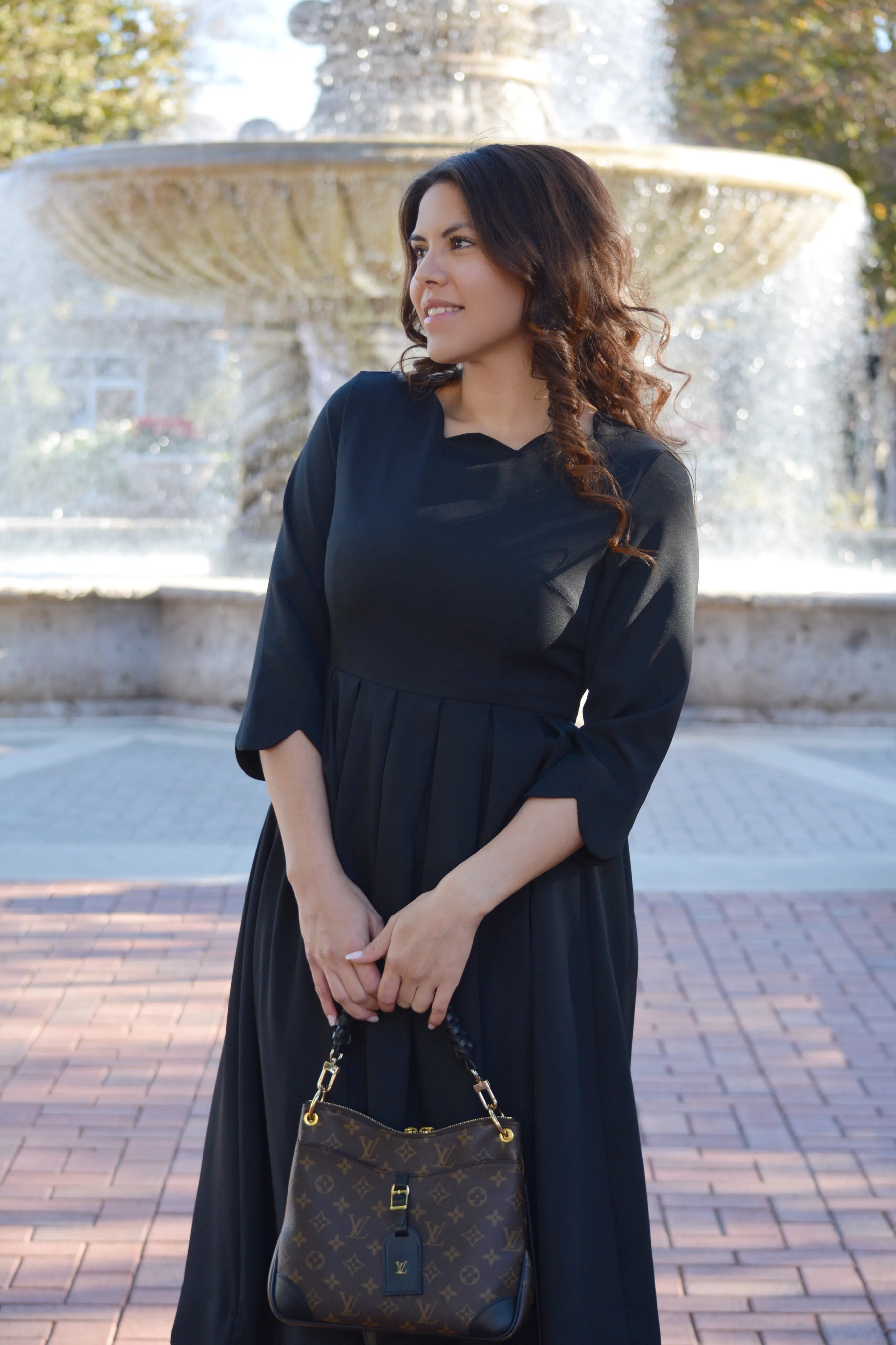 Berlin Black Scalloped Dress