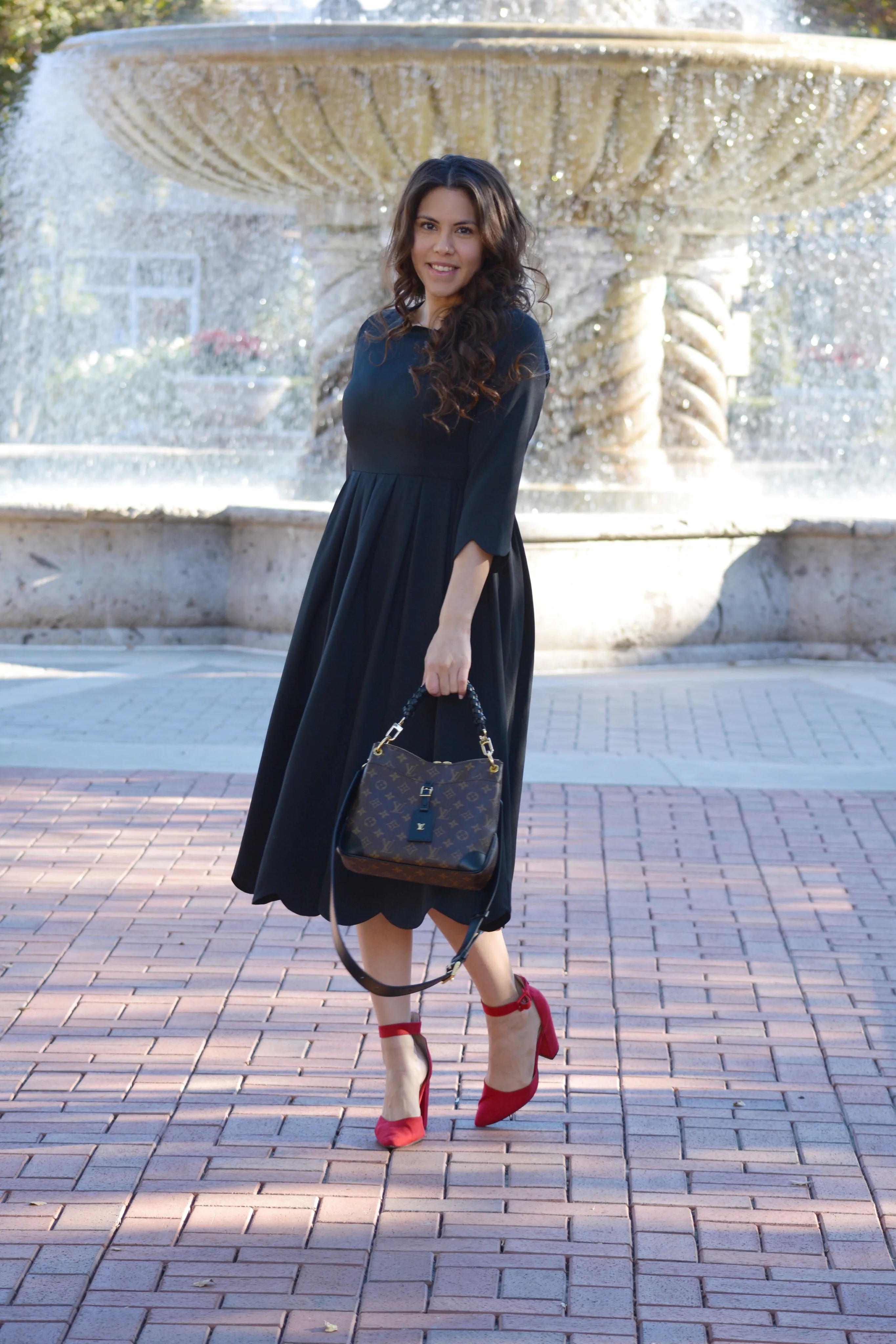 Berlin Black Scalloped Dress