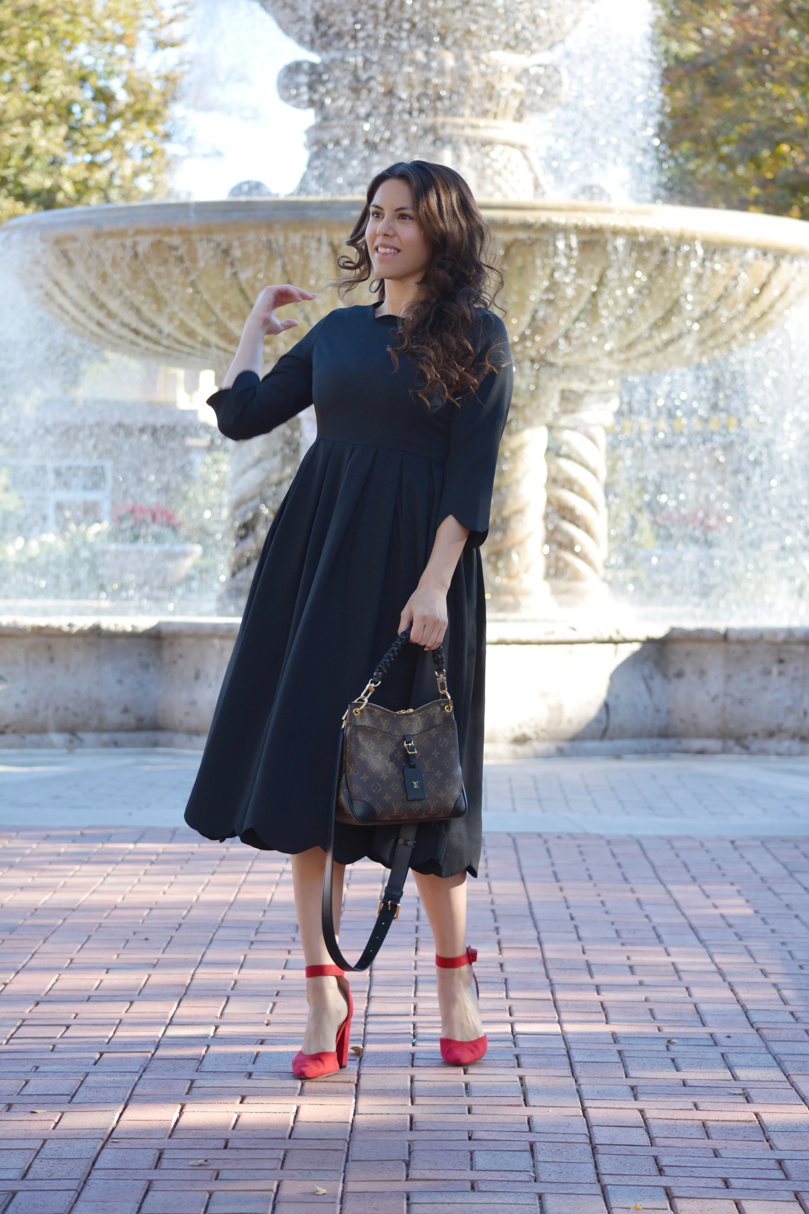 Berlin Black Scalloped Dress