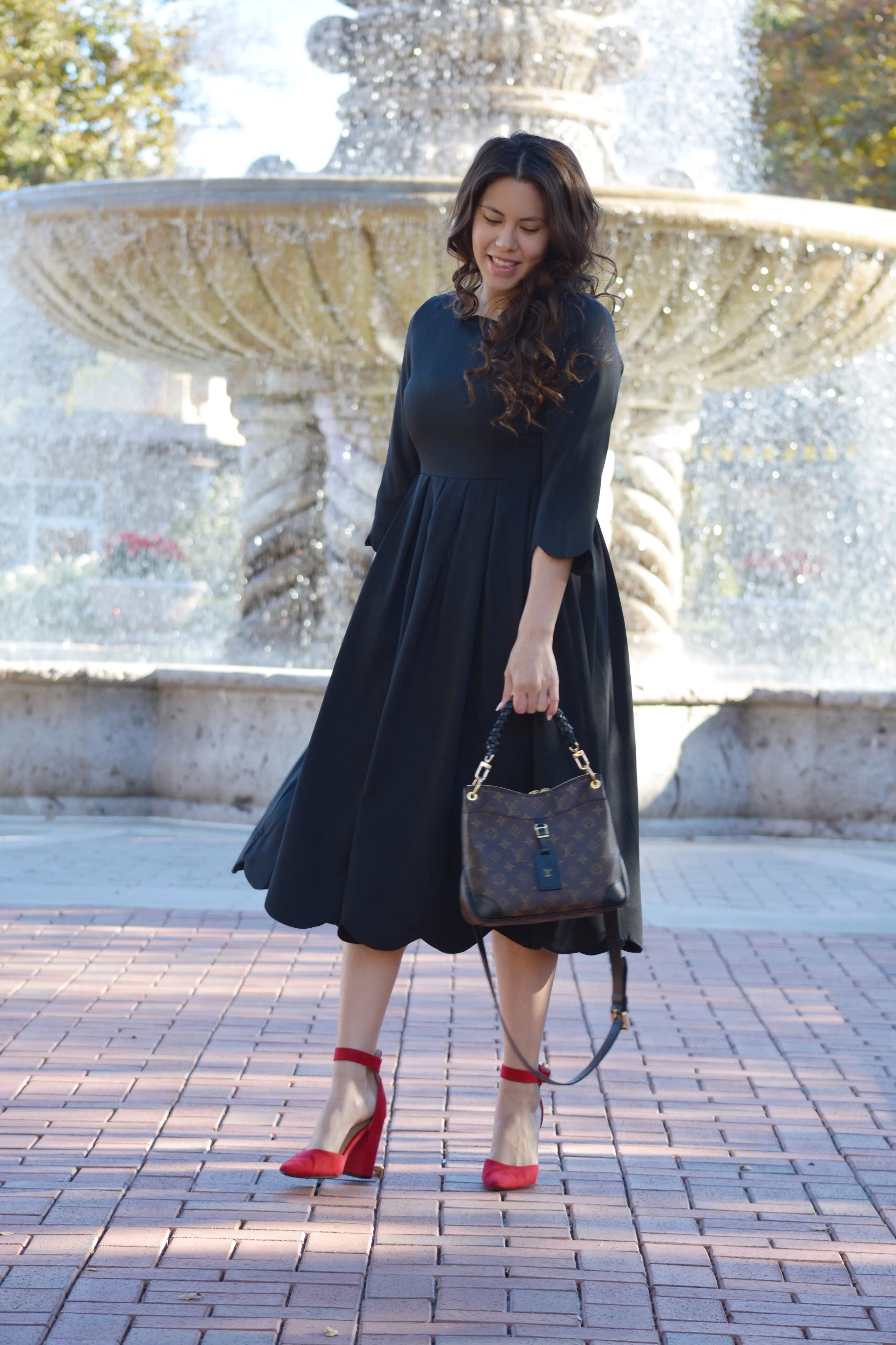 Berlin Black Scalloped Dress