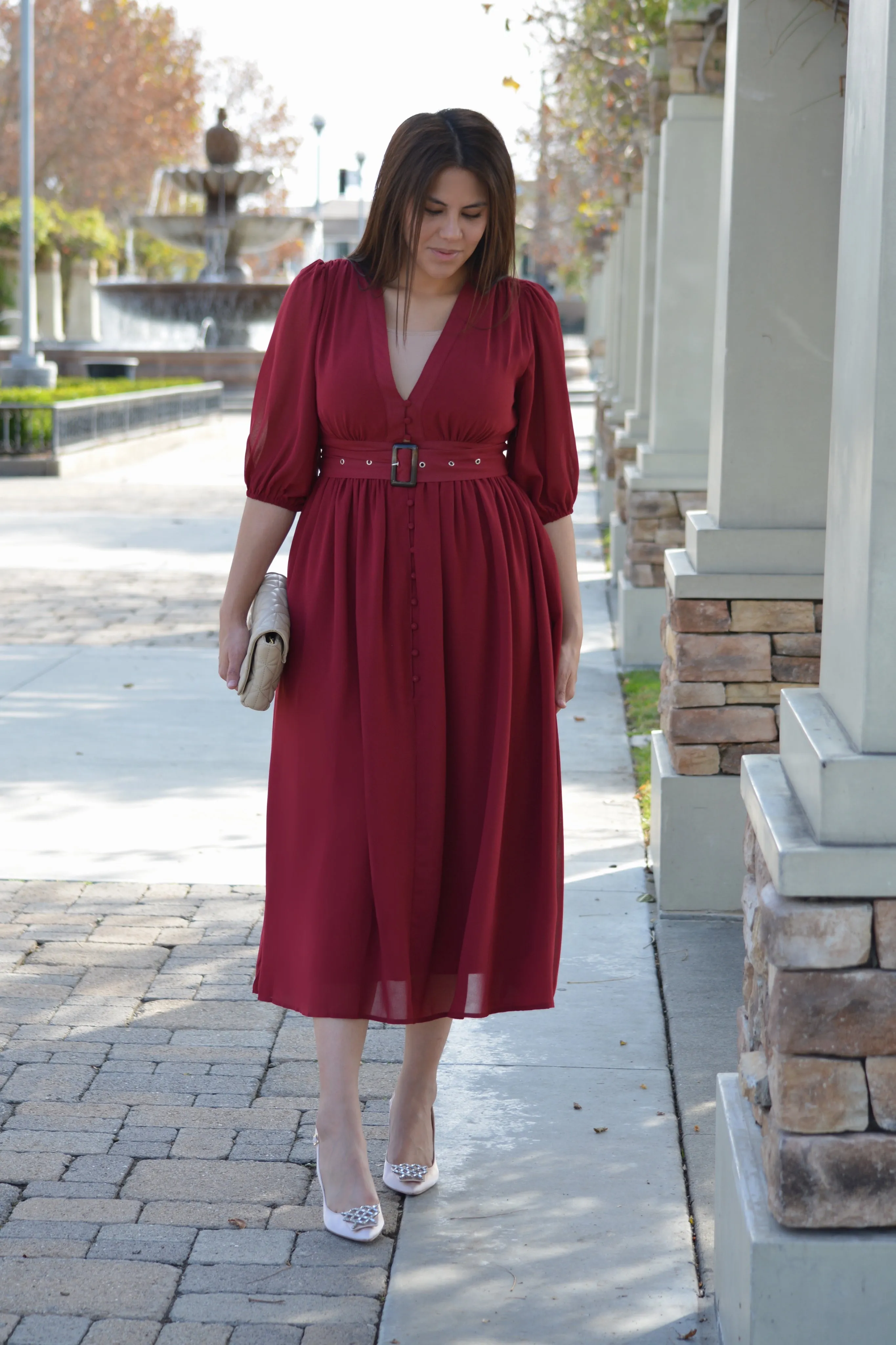 Bianca Merlot Midi Dress