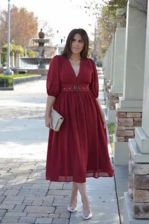 Bianca Merlot Midi Dress